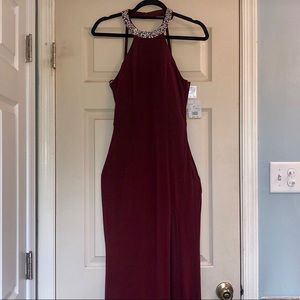Burgundy embellished gown